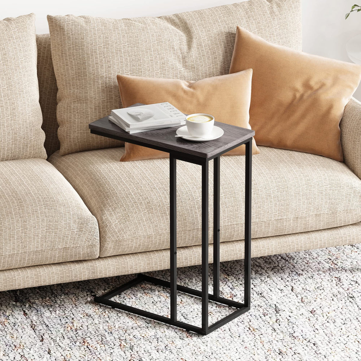 Small C Shaped End Table Grey O809913