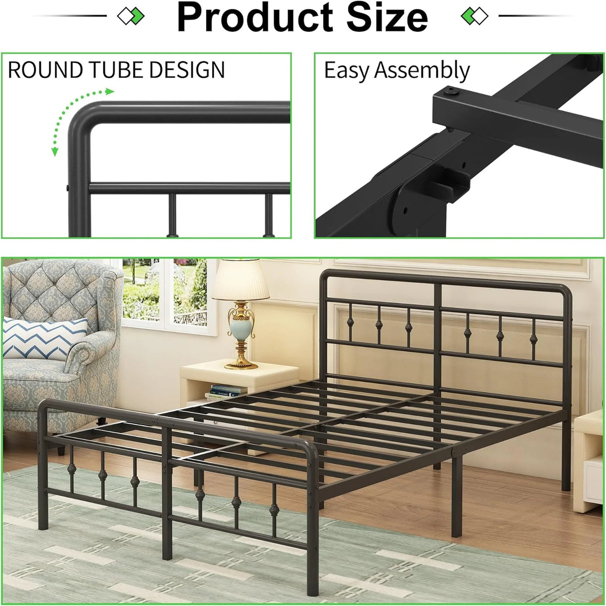 16 inch Twin XL Bed Frames with Headboard and Footboard Q218365