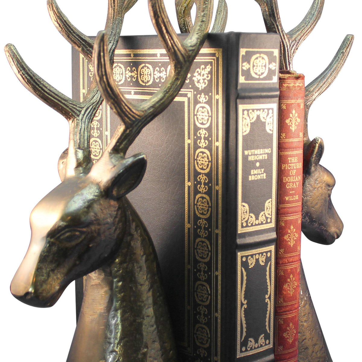 Bronze Tone Solid Metal Deer Head Bookends Pair R46101