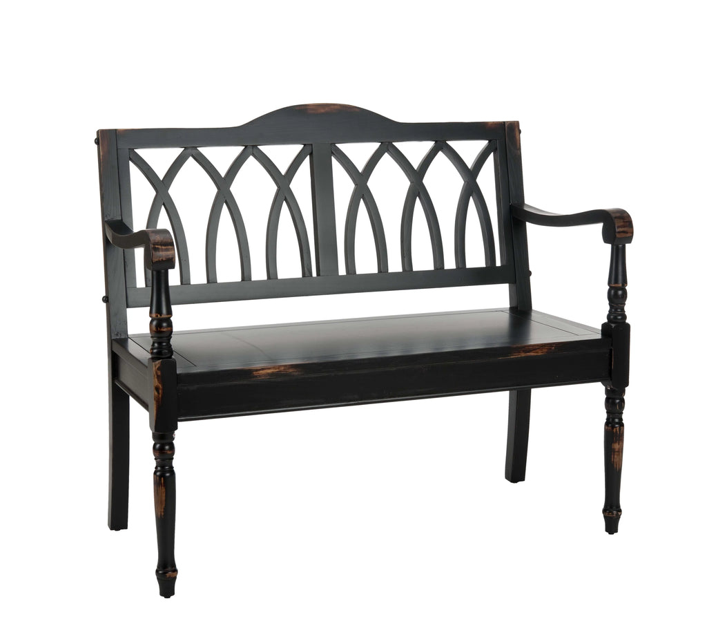Distressed Black Bench Y551616