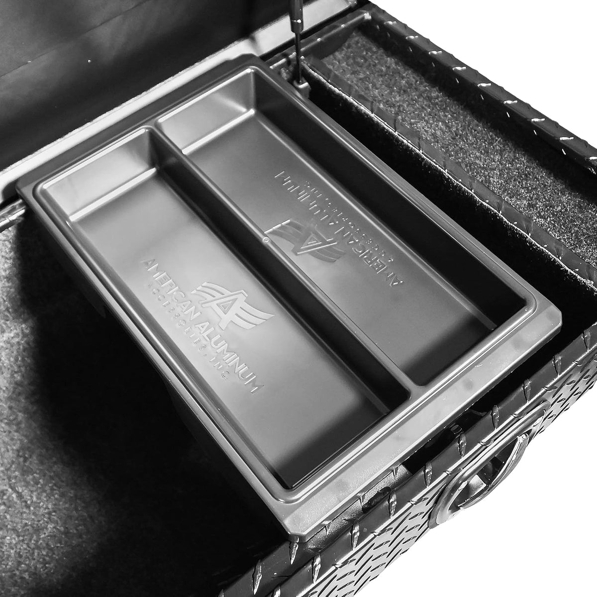 60 Inch Low Profile Crossover Tool Box With Rail, Polished Aluminum, with Sliding Tool Tray Organizer O93831