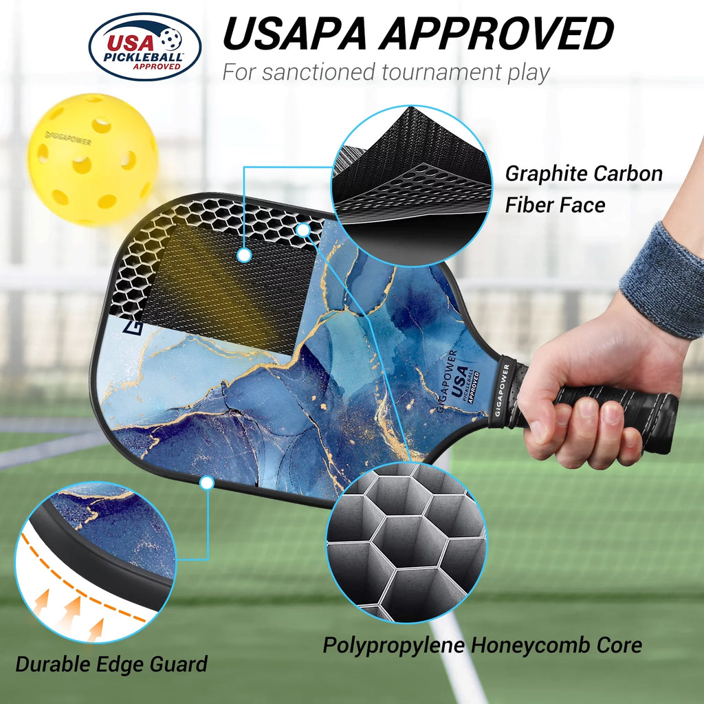 USAPA Approved Graphite Carbon Face Pickleball Paddles Set of 2 I9426