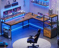 L Shaped Desk with Fabric File Drawer and Power Outlets C853545