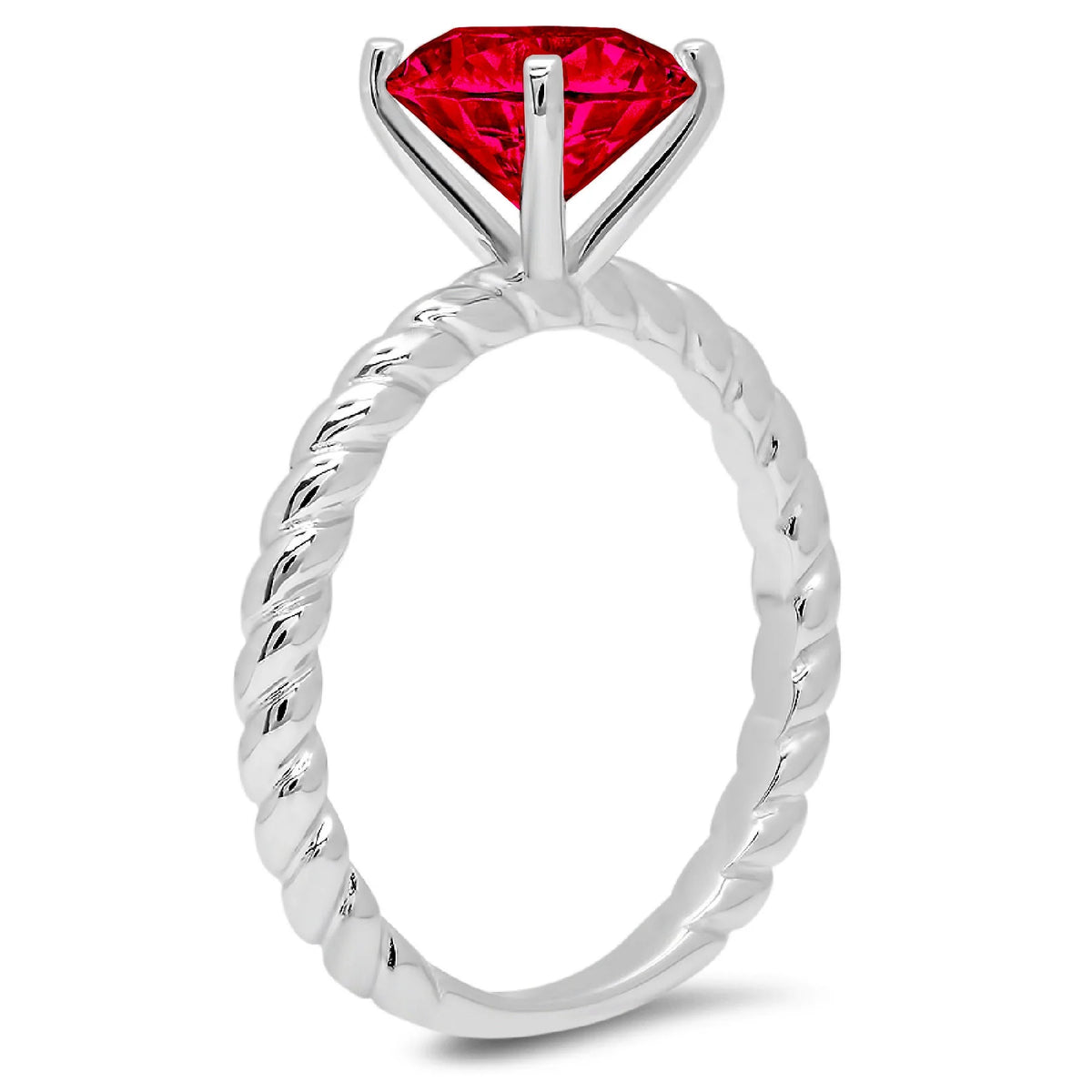 18k White Gold Red Ruby Ring Size 9.5 L9078